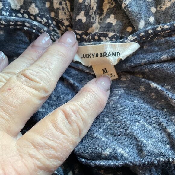 Lucky Brand Blue White Geometric Long Sleeve Soft Top XL - Picture 3 of 5